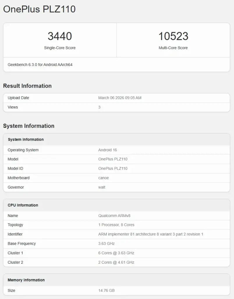 OnePlus 15T: mais um leak, mais umas specs conhecidas