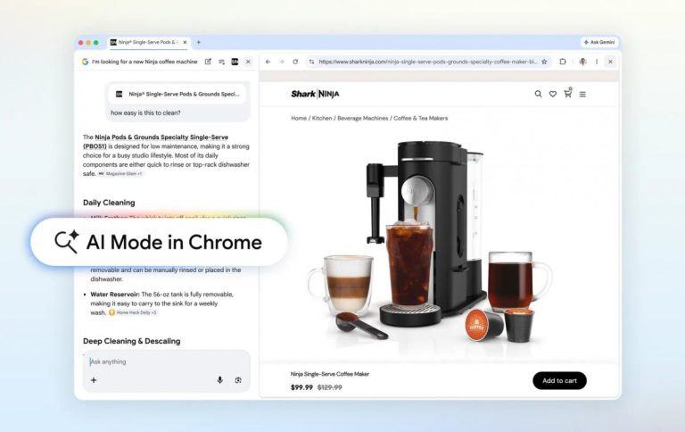 Google muda o Chrome com AI Mode e navegação lado a lado
