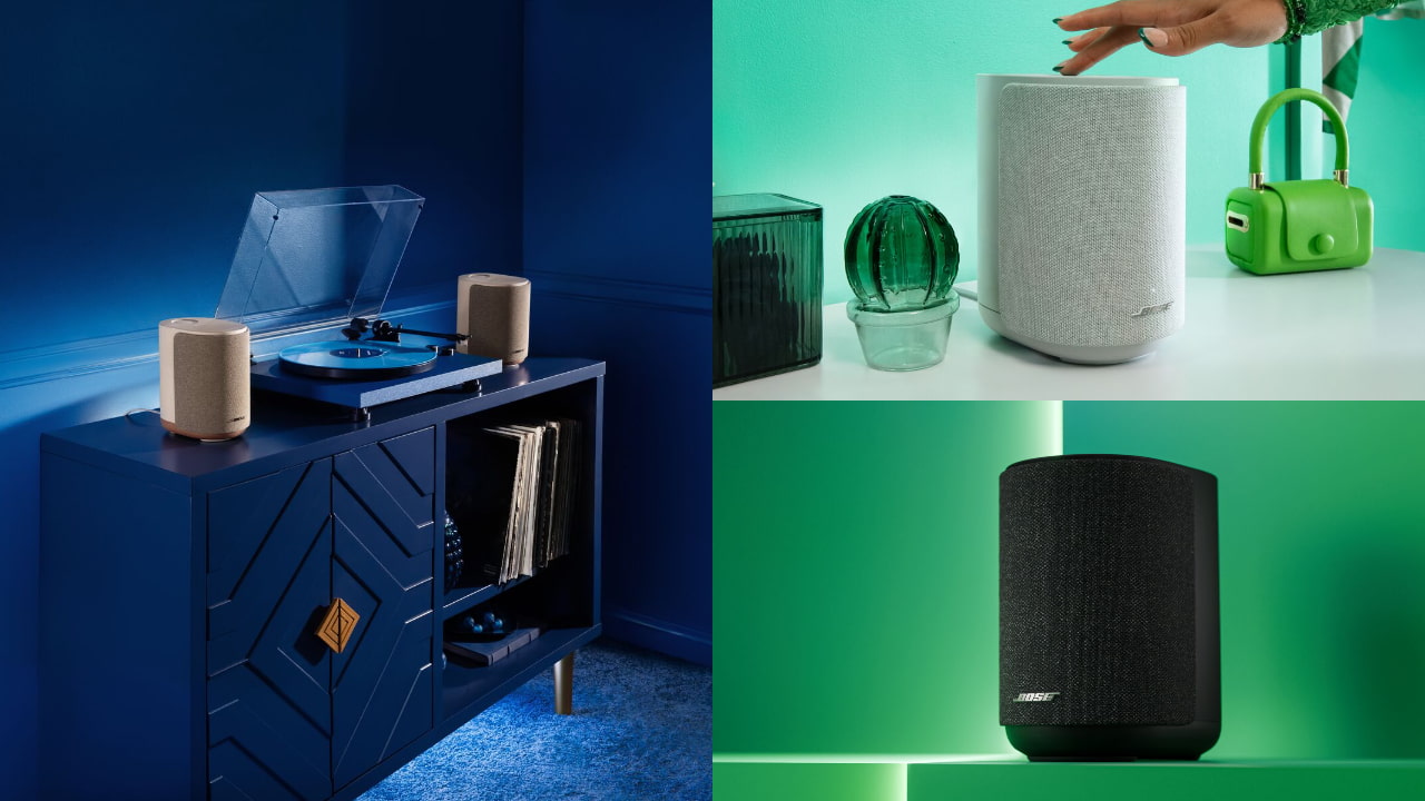 Duas Bose Lifestyle Ultra Speaker configuradas em modo estéreo para uma experiência sonora mais imersiva