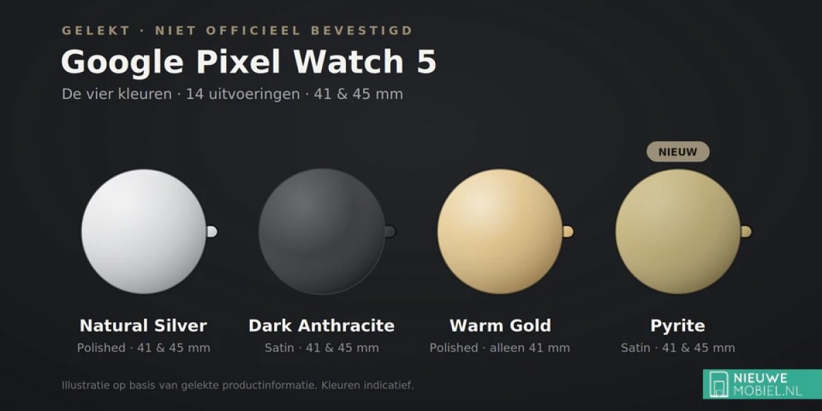Google Pixel Watch 5: preços e cores revelados antes do lançamento 1 Google Pixel Watch 5: preços e cores revelados antes do lançamento