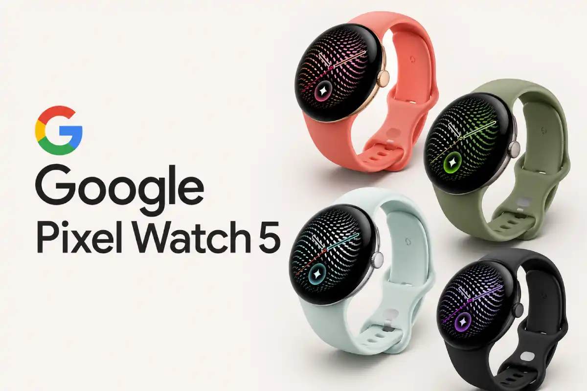 Render oficial do Google Pixel Watch 5 nas diferentes cores e tamanhos antes do lançamento oficial