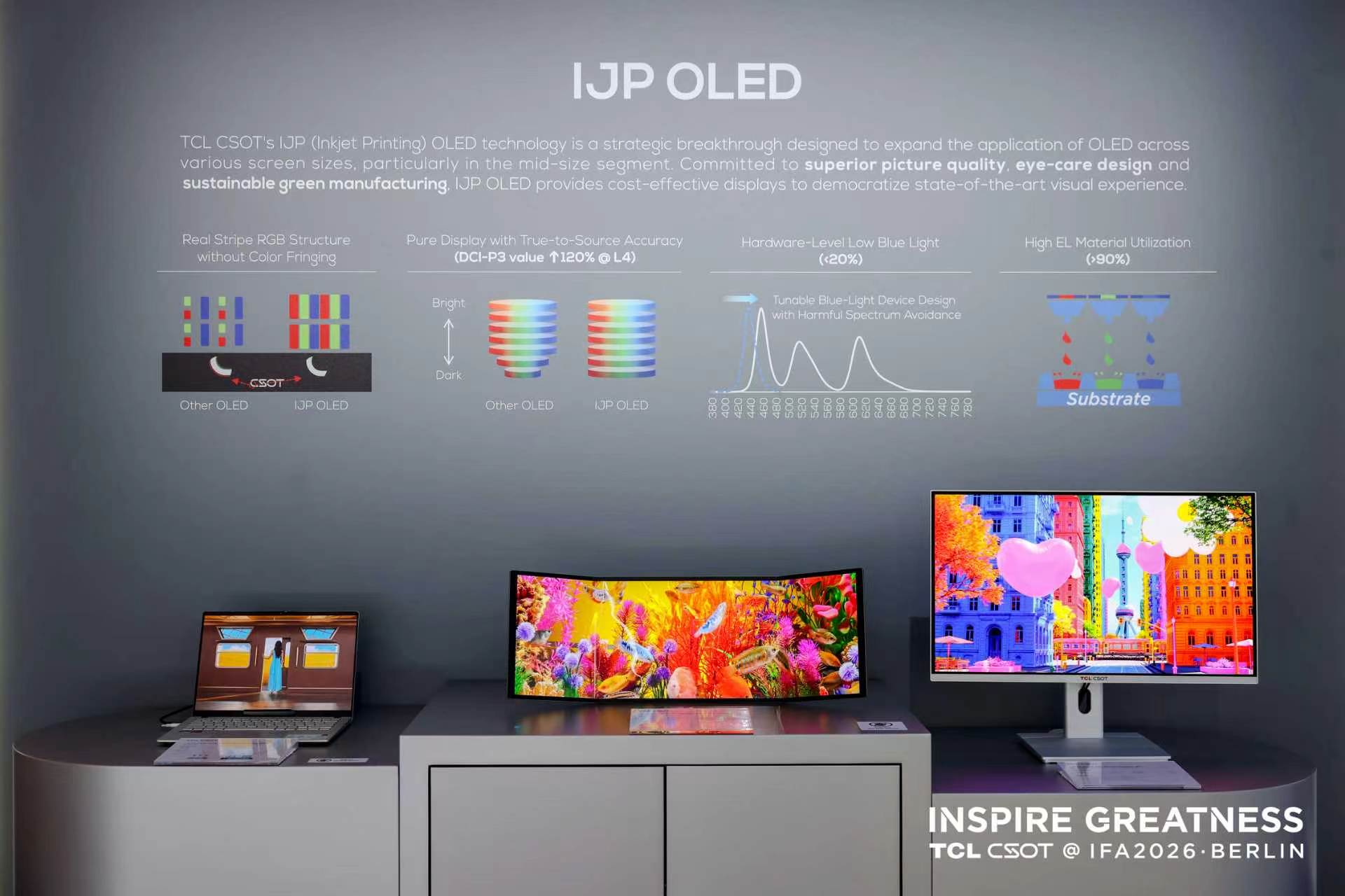 TCL mostra monitor OLED tri-fold portátil feito com impressão inkjet