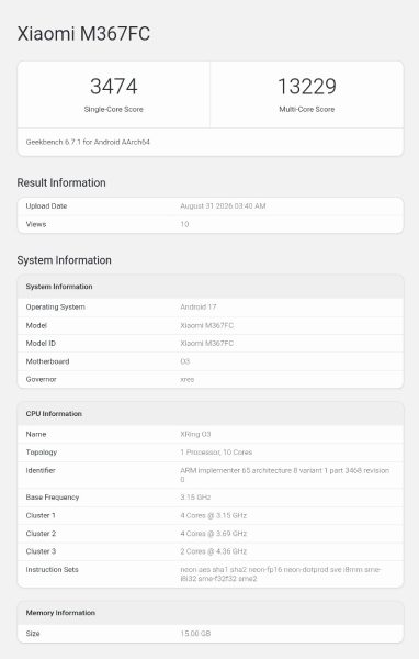 Xring O3 da Xiaomi ultrapassa 14 mil pontos no Geekbench